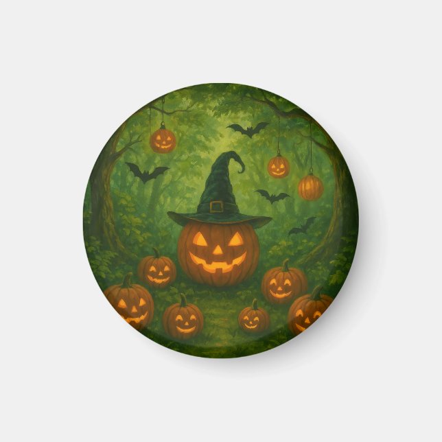 Imã Botão de Halloween que combina com a natureza (Frente)