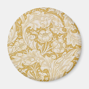 Imã Botão de Solteiro Floral Dourado William Morris