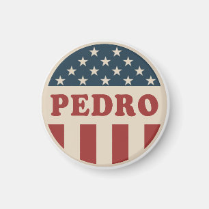 Imã Botão de Voto Retro-Americano Clássico de Pedro