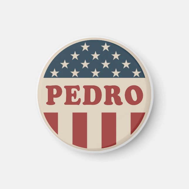 Imã Botão de Voto Retro-Americano Clássico de Pedro (Frente)