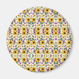 Imã Botão floral circular com amarelo vibrante
