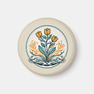 Imã Botão Floral Laranja