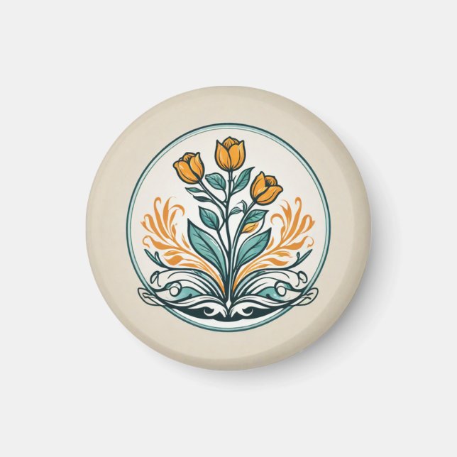 Imã Botão Floral Laranja (Frente)