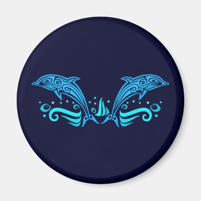 Imã Botão Golfinhos Tribal (Frente)
