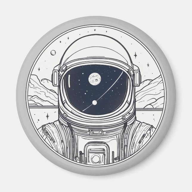 Imã Botão Magnet com design de espaço (Frente)
