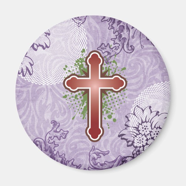 Imã Botão mole cruzado, vermelho sólido bg (Frente)