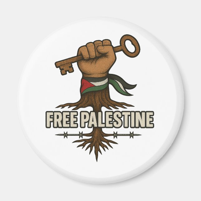 Imã Botão Palestina Livre – Poder e Solidariedade (Frente)