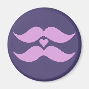 Imã Botão personalizado Pink Mustaches