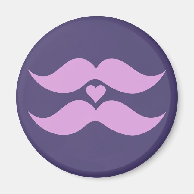 Imã Botão personalizado Pink Mustaches (Frente)