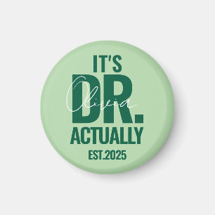 Imã Botão Verde Escuro com Nome de Dr. Personalizado M
