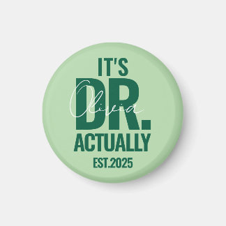 Imã Botão Verde Escuro com Nome de Dr. Personalizado M
