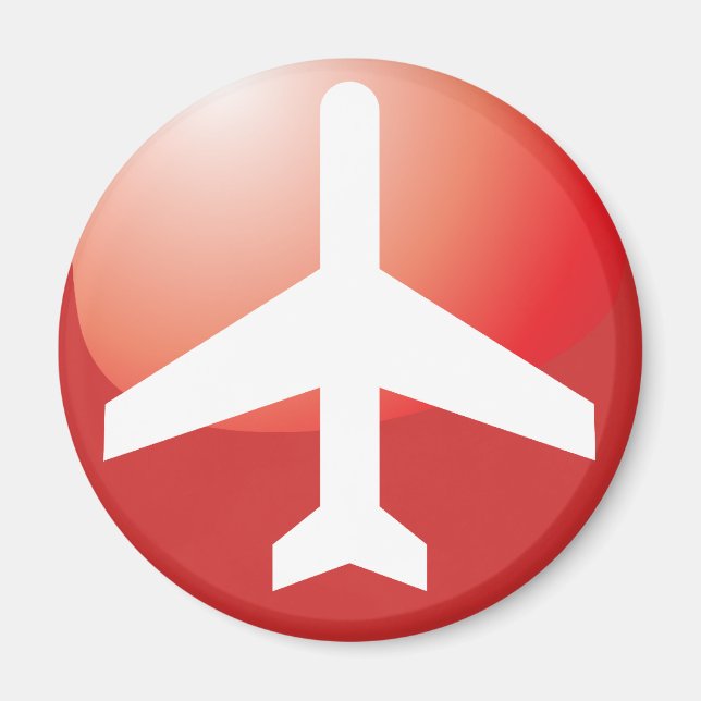 Imã Botão Vermelho do Avião (Frente)