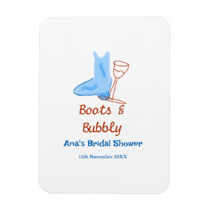 Ímã Botas & champanhe borbulhante fralda de noiva azul