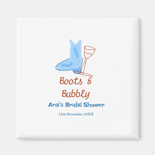 Imã Botas & champanhe borbulhante fralda de noiva azul (Frente)
