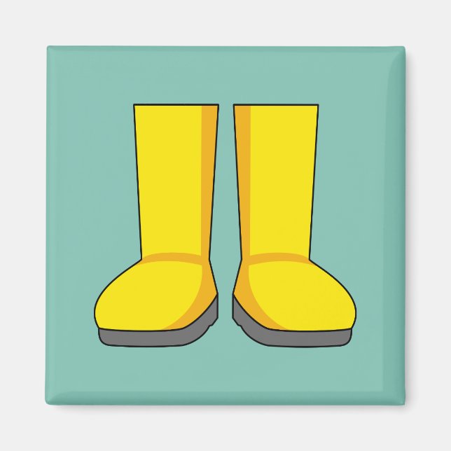 Imã Botas de Borracha Amarela para Chuva (Frente)