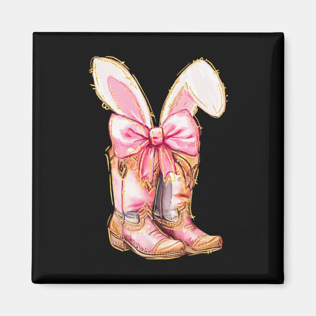 Imã Botas de Cowboy Coelho da Páscoa Howdy Coquette  (Frente)
