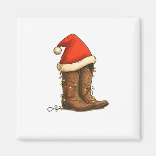 Imã Botas de Cowboy Natal Chapéu de Santa Western