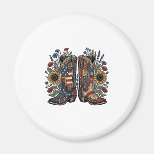 Imã Botas de Cowboy Patrióticas Camisa Floral de Giras