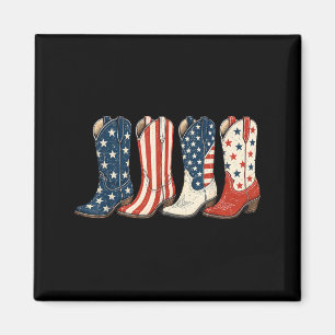 Imã Botas de Cowboy Patrióticas de 4 de Julho Western 