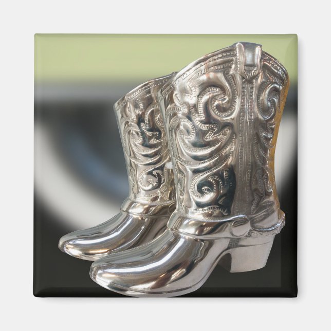 Imã Botas de cowboy prateadas (Frente)
