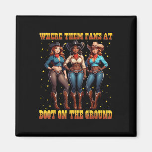 Imã Botas No Ground Black Cowgirl Western Onde