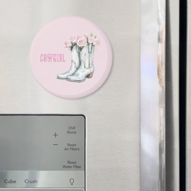 Imã Botas Vaqueira Prata Rosas Rosa Bonito (In Situ (Fridge))