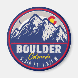 Imã Boulder Colorado Retro Sunset Mountain Souvenirs