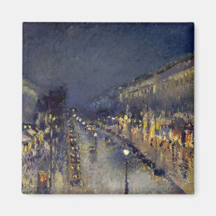 Imã Boulevard Montmartre na Night Pissarro