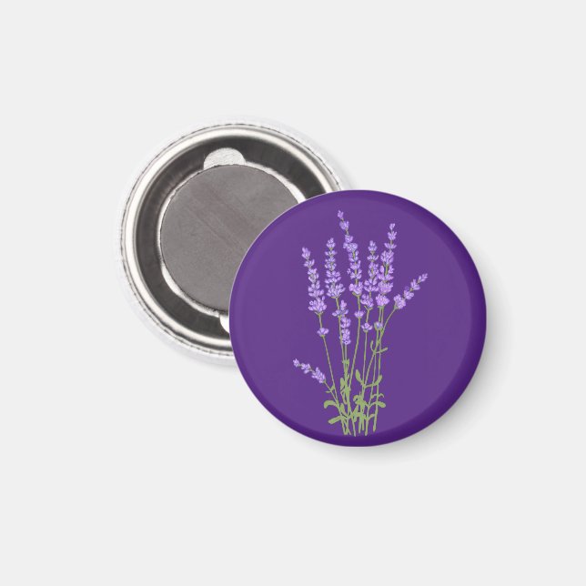 Imã Bouquet de fleurs lavande. (Front/Back)