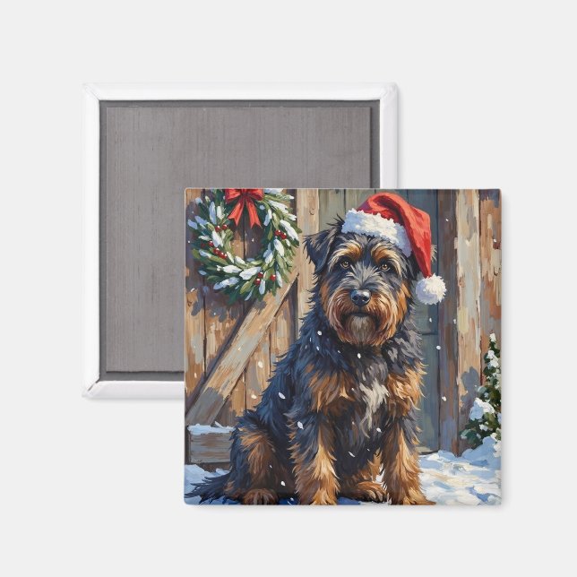 Imã Bouvier des Flandres Snowy Farm Christmas (Front/Back)