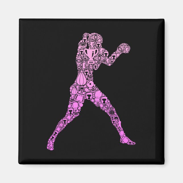 Imã Boxe Boxeador Mulheres Meninas Crianças  (Frente)