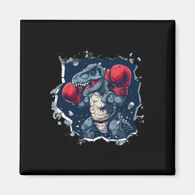 Imã Boxe Dinossauro Boxeador T-rex Kickboxing Dino Box (Frente)