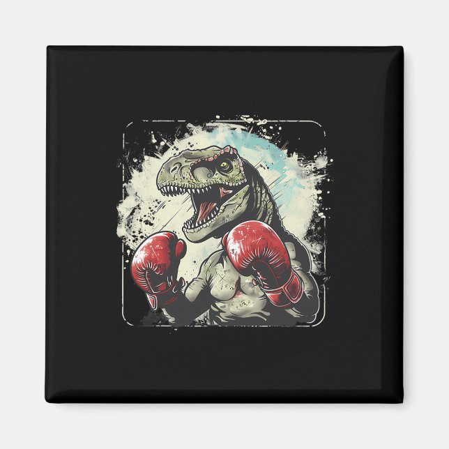 Imã Boxe Dinossauro Boxeador T-rex Kickboxing Dino Box (Frente)