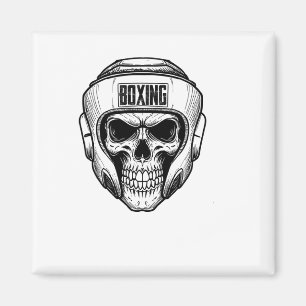 Imã Boxe Engraçado Retro Vintage Boxeador Caveira Para