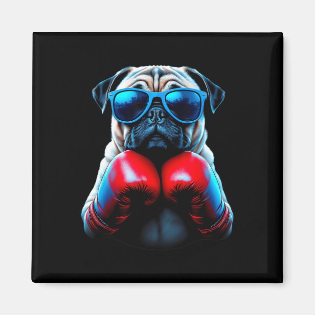 Imã Boxe Pug Cão Kickboxing Legal  (Frente)