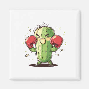 Imã Boxeador de Cactus Engraçado Humorístico Ly Punch 