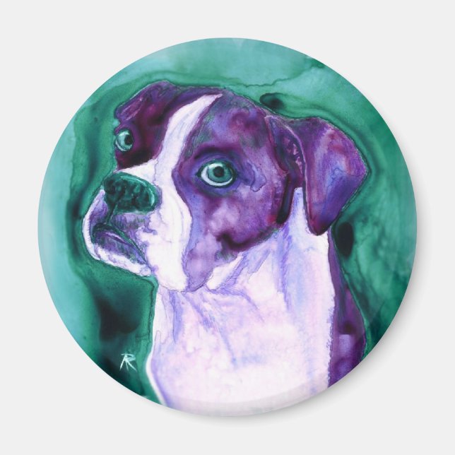 Imã Boxer Dog Round Magnet - "Não eu" (Frente)