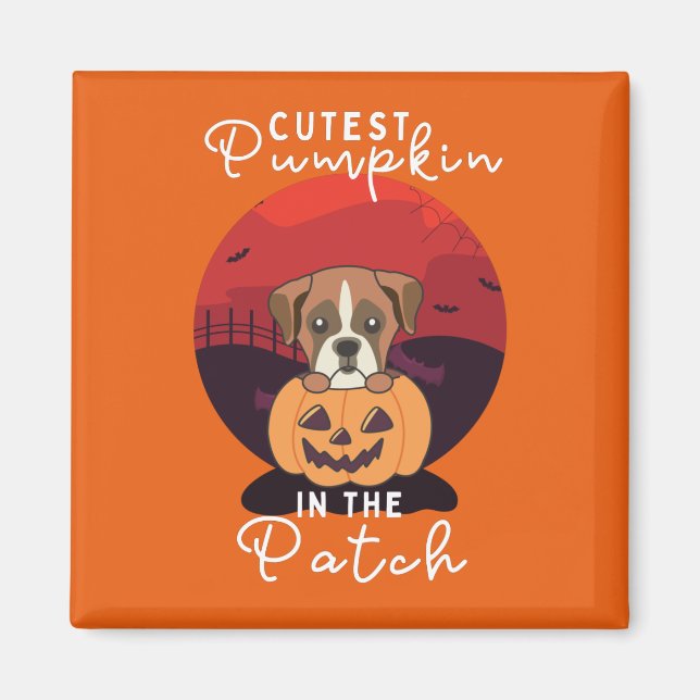 Imã Boxer In Pumpkin Dogs Pumpkin No Patch (Frente)