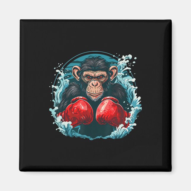 Imã Boxer Monkey With Boxing Gloves Kickboxing Funny B (Frente)