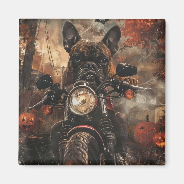 Imã Boxer Riding Motorcycle Halloween Scary (Frente)