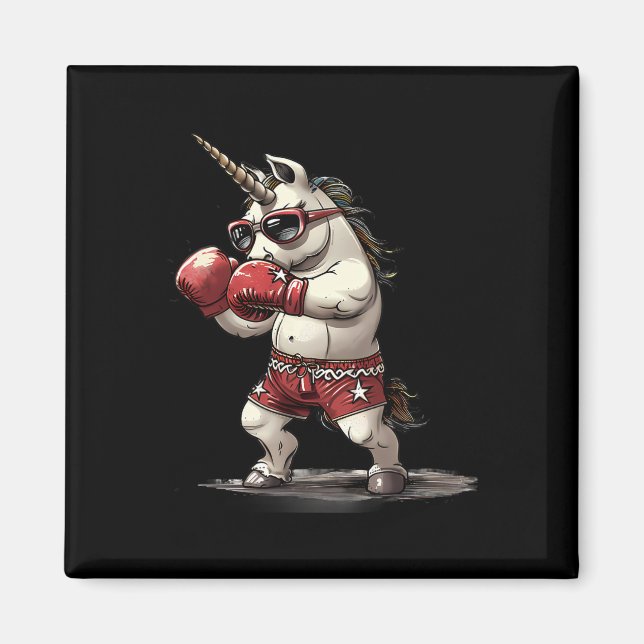 Imã Boxer Unicorn Com Luvas In A Box Kickboxe Cute B (Frente)