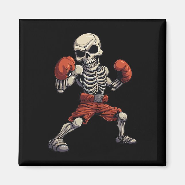 Imã Boxin do Kickboxer Skeleton Funny Kickboxer (Frente)