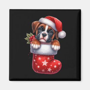 Imã Boxin Em Sock Christmas Santa Hat Xmas Dog Lover 1