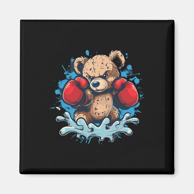 Imã Boxing Bear Lover Boxing Gloves Kickboxing Funny B (Frente)
