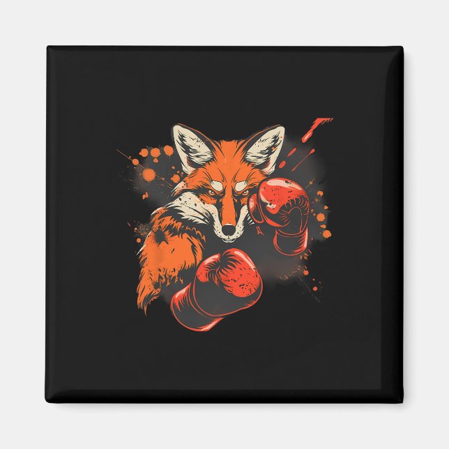 Imã Boxing Fox With Boxing Gloves Kickboxing Funny Box (Frente)