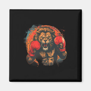 Imã Boxing Lion Retrait Motif Wildlife Kickboxing Lov