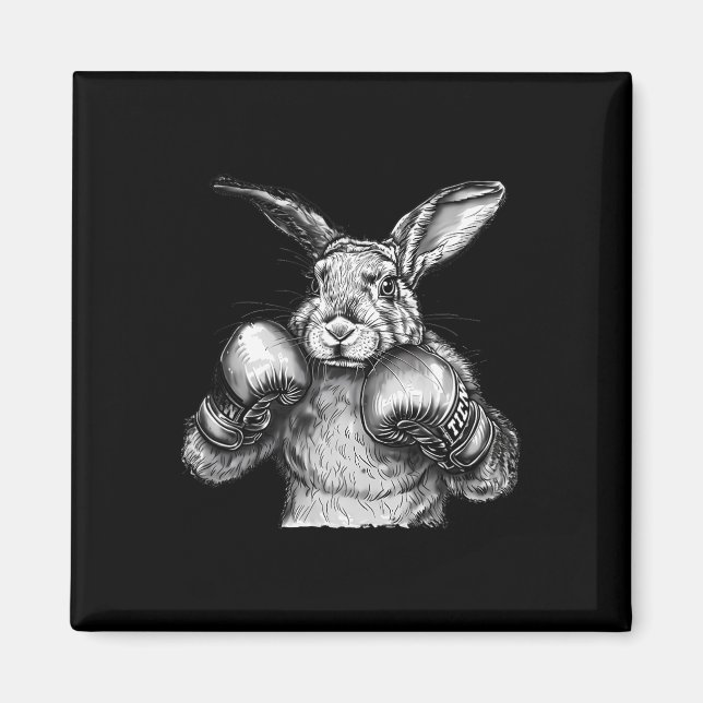 Imã Boxing Rabbit Boxing Gloves Kickboxing Funny Boxer (Frente)