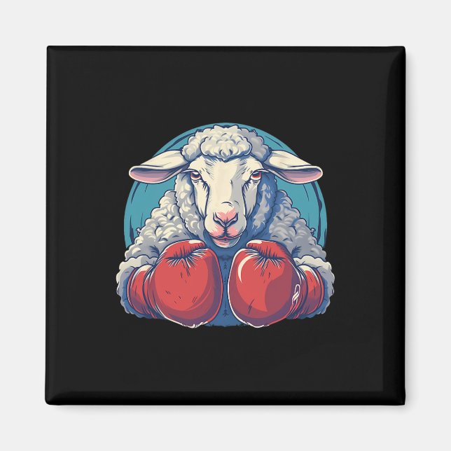 Imã Boxing Sheep With Boxing Gloves Kickboxing Funny B (Frente)