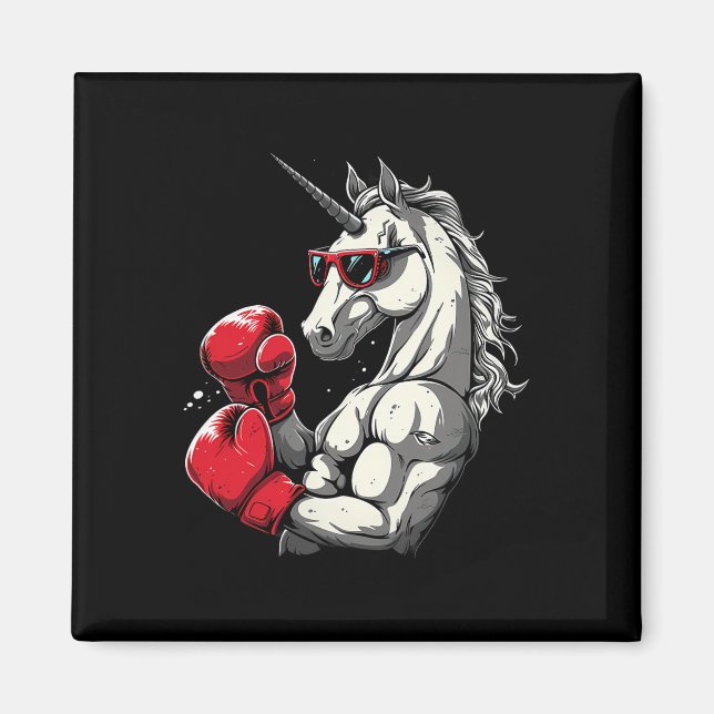 Imã Boxing Unicorn with Boxing Glove Kickboxing Cute (Frente)