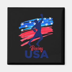 Imã Boxingando Suporte A Equipe Shirt Usa Flag America